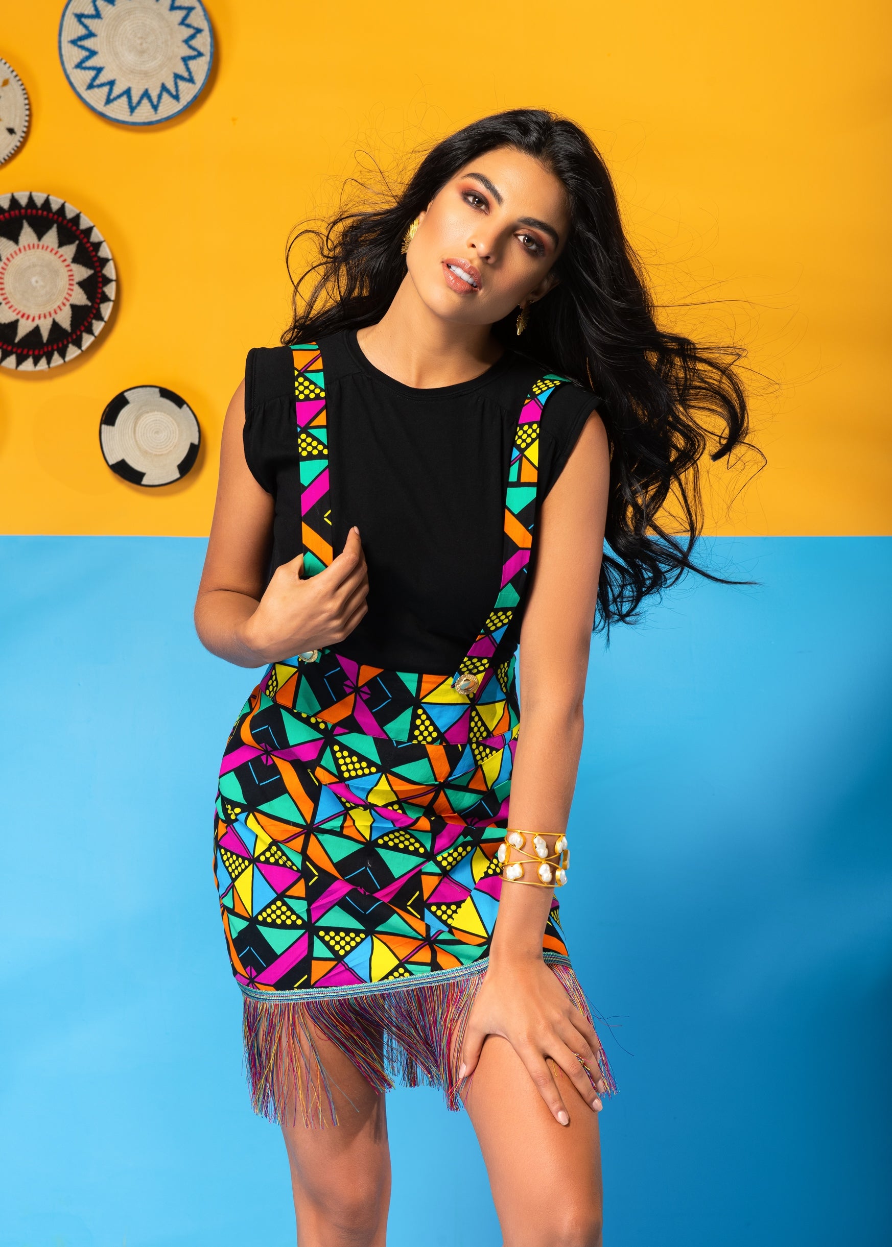 Imibala Dungree Fringe Dress