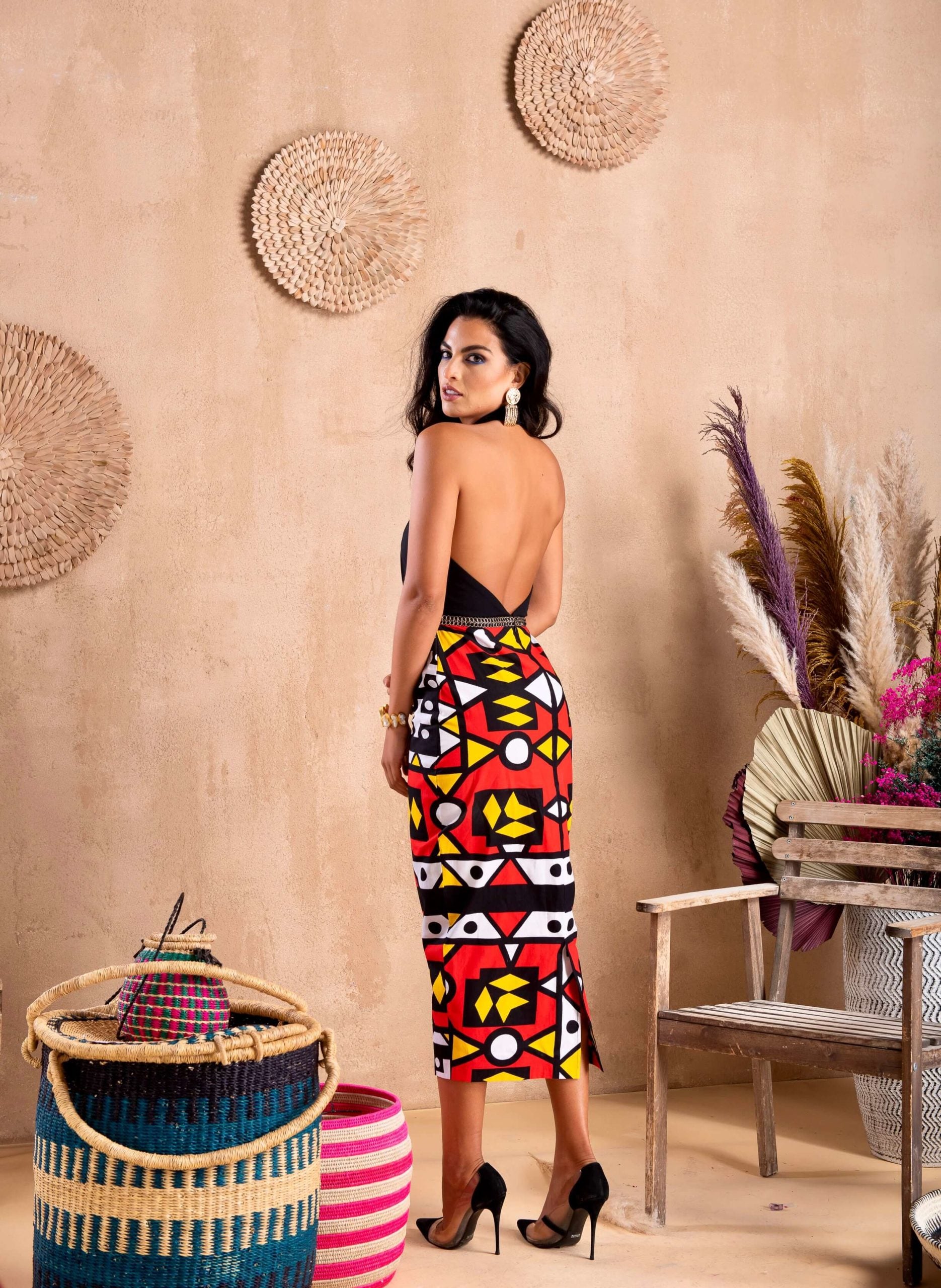 Lola Draped Halter neck pencil dress