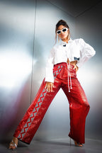 Agapy Stripped Metallic Pants