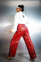 Agapy Stripped Metallic Pants