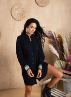 Zina mirror cuff shirt dress